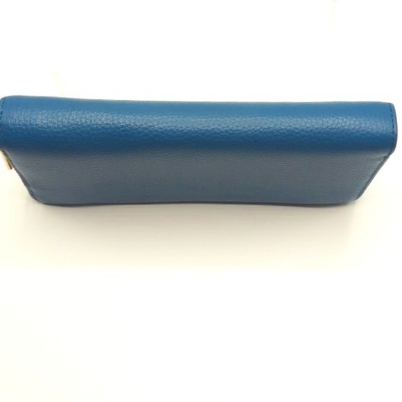 MICHAEL MICHAEL KORS Jet Set Travel Continental Wallet Blue Pebble Leather - Picture 3 of 8